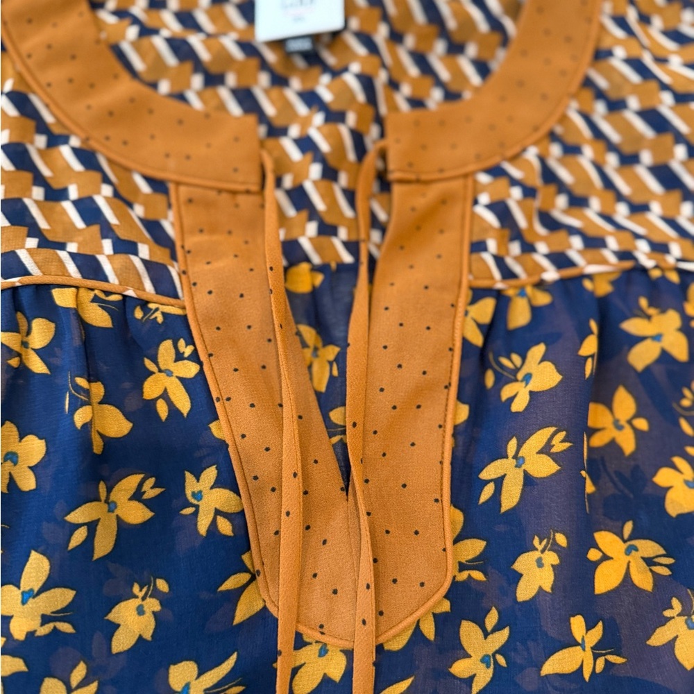 CAbi Floral Blouse - Navy and Mustard - Picture 4 of 4